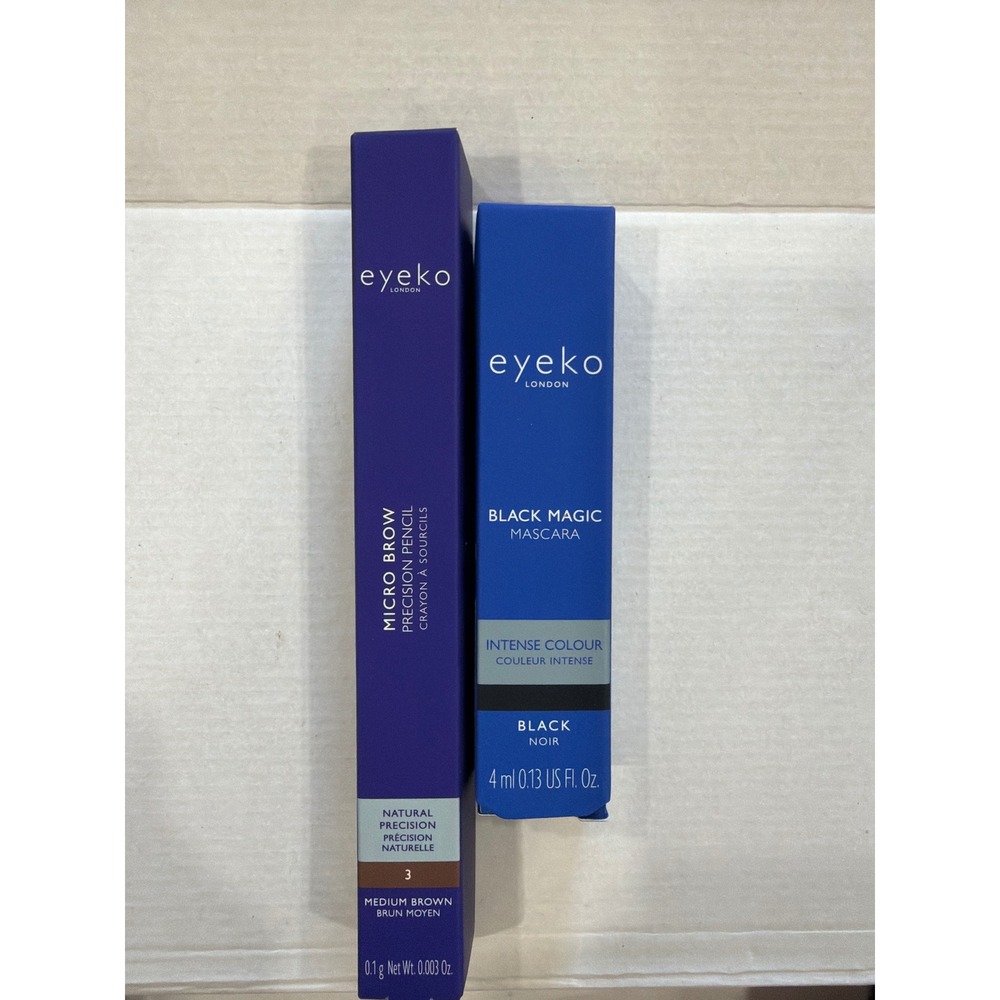 Eyeko London Micro Brow Pencil Medium Brown & Black Magic Mascara Intense Black